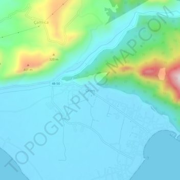Mappa topografica Ören, altitudine, rilievo