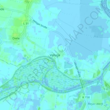 Mappa topografica Vellage, altitudine, rilievo