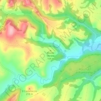 Mappa topografica Monte Venere, altitudine, rilievo