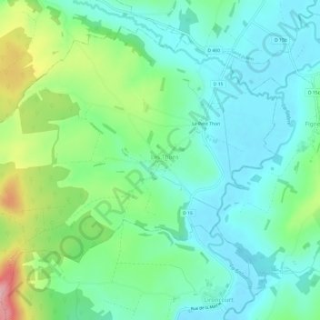 Mappa topografica Le Grand Thon, altitudine, rilievo