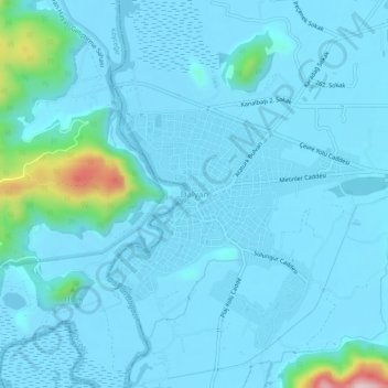 Mappa topografica Dalyan, altitudine, rilievo