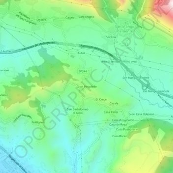 Mappa topografica Giovi Piegolelle, altitudine, rilievo