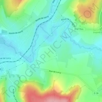 Mappa topografica Clouseau, altitudine, rilievo