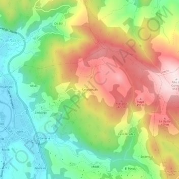 Mappa topografica Santisteban, altitudine, rilievo