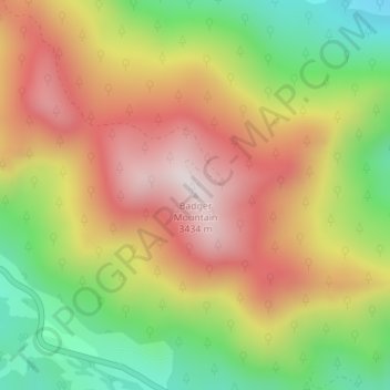 Mappa topografica Badger Mountain, altitudine, rilievo