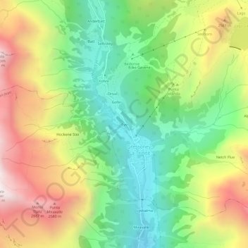 Mappa topografica Eyo, altitudine, rilievo