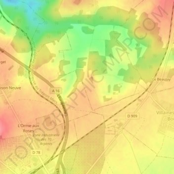 Mappa topografica Frene du Haut de Rossay, altitudine, rilievo