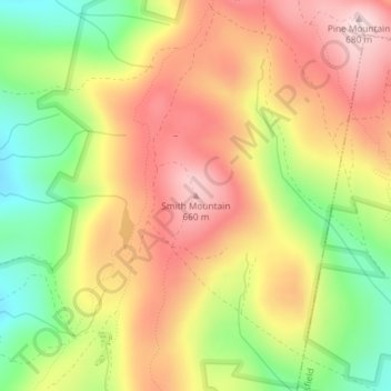 Mappa topografica Smith Mountain, altitudine, rilievo
