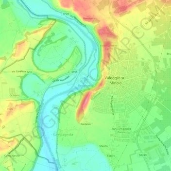 Mappa topografica Borghetto, altitudine, rilievo