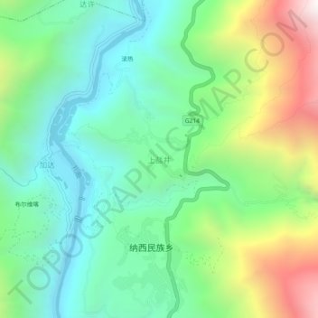 Mappa topografica 上盐井, altitudine, rilievo
