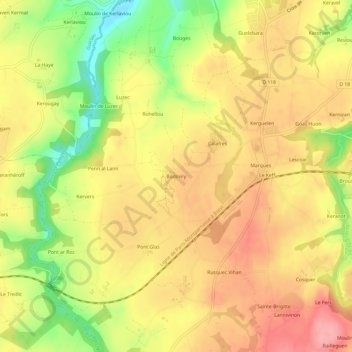 Mappa topografica Bodiniry, altitudine, rilievo