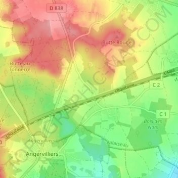 Mappa topografica Bois d'Ardeau, altitudine, rilievo