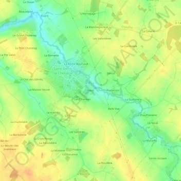 Mappa topografica Foliot, altitudine, rilievo