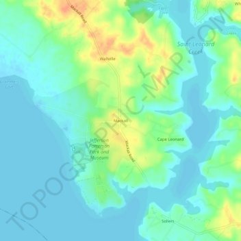 Mappa topografica Mackall, altitudine, rilievo