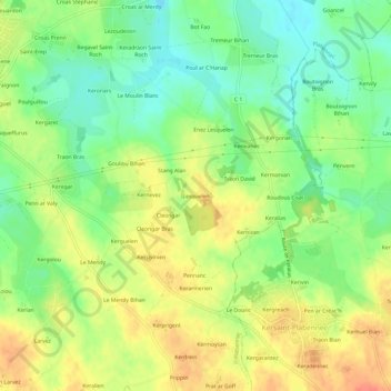Mappa topografica Lesquelen, altitudine, rilievo