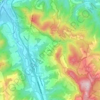 Mappa topografica Raibano, altitudine, rilievo