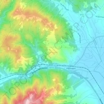 Mappa topografica Rigomagno, altitudine, rilievo