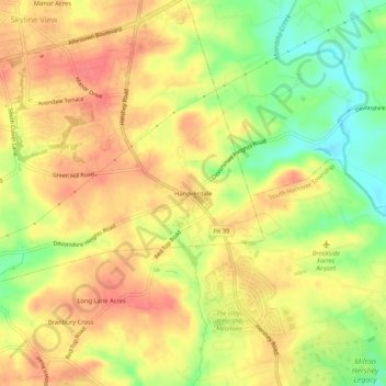 Mappa topografica Hanoverdale, altitudine, rilievo