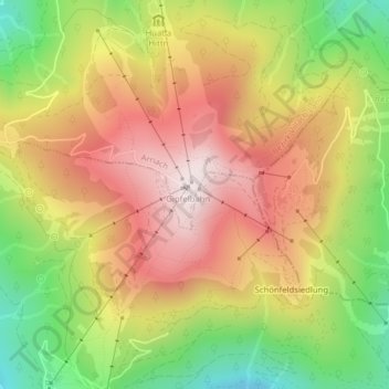 Mappa topografica Gerlitzen, altitudine, rilievo