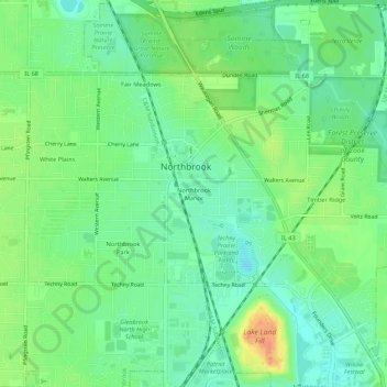 Mappa topografica Northbrook Manor, altitudine, rilievo