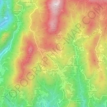 Mappa topografica Breia, altitudine, rilievo