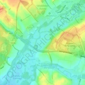 Mappa topografica Drayton, altitudine, rilievo