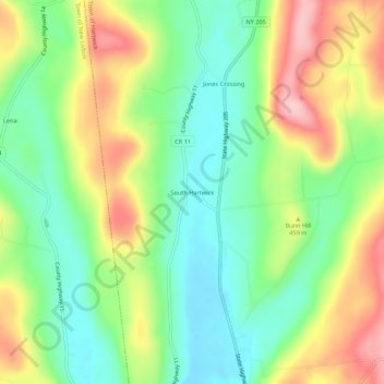 Mappa topografica South Hartwick, altitudine, rilievo