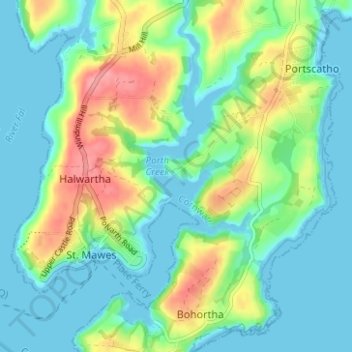 Mappa topografica Percuil, altitudine, rilievo