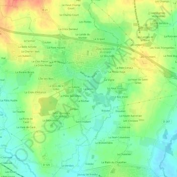 Mappa topografica La Janais, altitudine, rilievo
