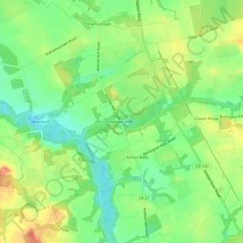 Mappa topografica Homes Mills, altitudine, rilievo