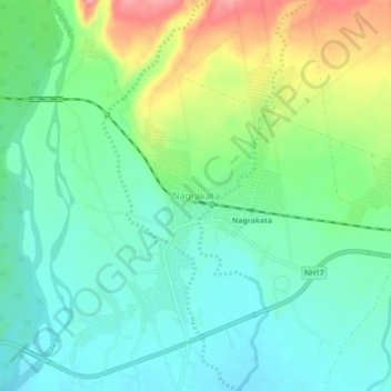 Mappa topografica Nagrakata, altitudine, rilievo