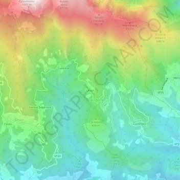Mappa topografica Leuso, altitudine, rilievo