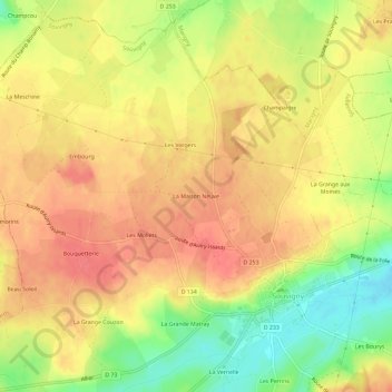 Mappa topografica La Maison Neuve, altitudine, rilievo