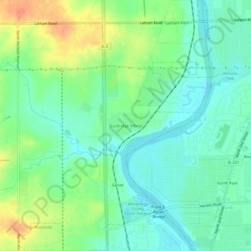 Mappa topografica Sturbridge Village, altitudine, rilievo