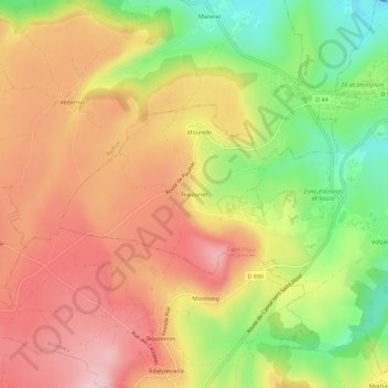 Mappa topografica Fraissinet, altitudine, rilievo