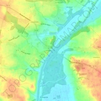 Mappa topografica La Marquèze, altitudine, rilievo