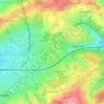 Mappa topografica Rote Berge, altitudine, rilievo