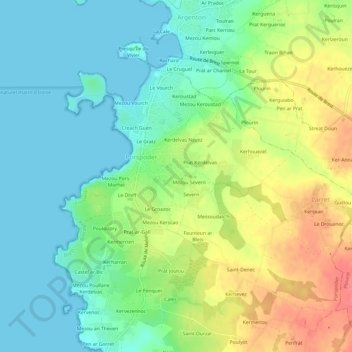 Mappa topografica Spernoc, altitudine, rilievo