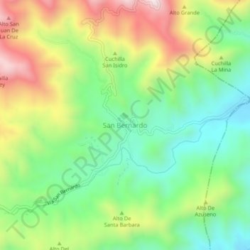 Mappa topografica San Bernardo, altitudine, rilievo