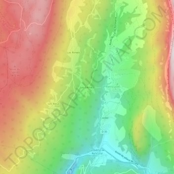 Mappa topografica Les Glénats, altitudine, rilievo