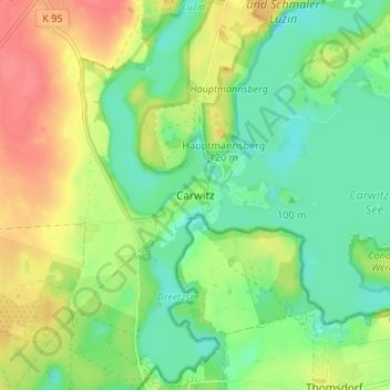 Mappa topografica Carwitz, altitudine, rilievo