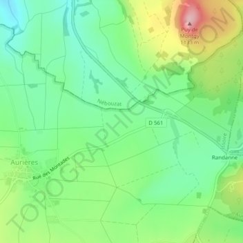 Mappa topografica Les Pouzats, altitudine, rilievo