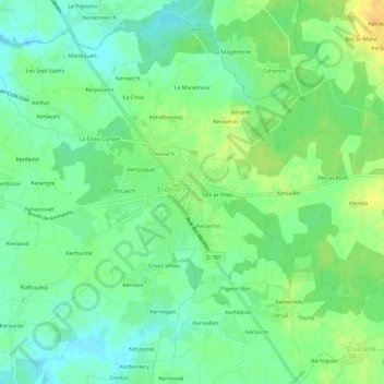Mappa topografica Botlann, altitudine, rilievo