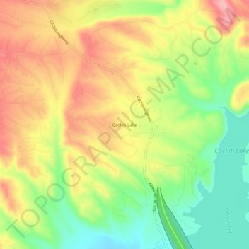 Mappa topografica Cochiti Lake, altitudine, rilievo