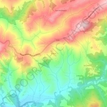 Mappa topografica Ariano, altitudine, rilievo