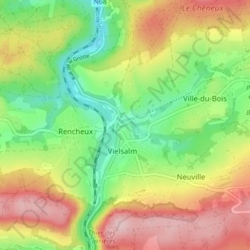 Mappa topografica Vielsalm, altitudine, rilievo