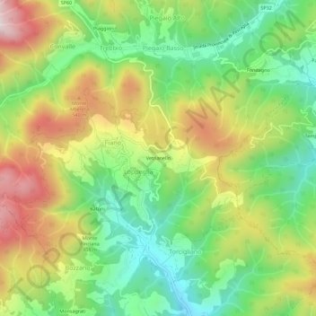 Mappa topografica Vetrianello, altitudine, rilievo