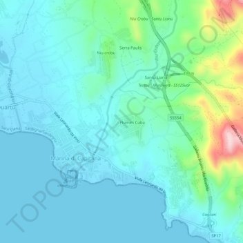 Mappa topografica Is meris, altitudine, rilievo