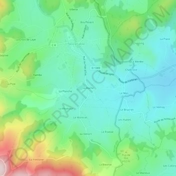 Mappa topografica La Roche, altitudine, rilievo