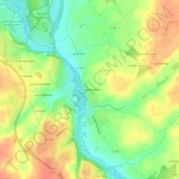 Mappa topografica Les Echichetières, altitudine, rilievo